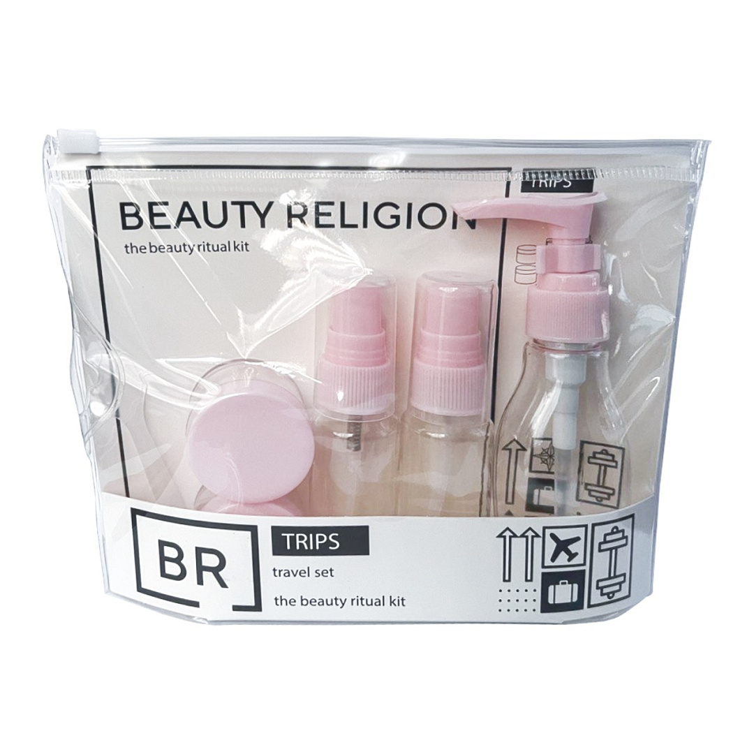 [BEAUTY RELIGION] Набор флаконов для косметических средств РОЗОВЫЙ Travel kit (pink), 5 шт*1 уп