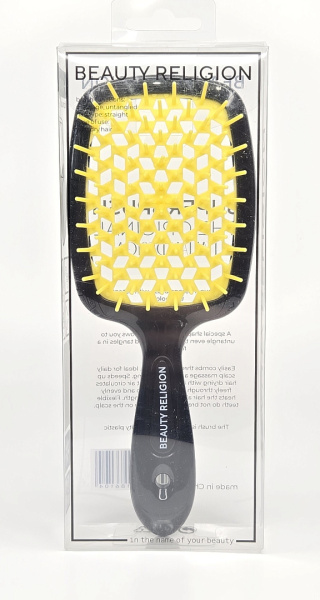 [BEAUTY RELIGION] Расческа для волос Superbrush the Original Italian Design, цвет чёрный/жёлтый